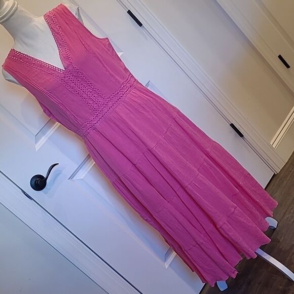 Mlle Gabrielle sz L pink sundress NWT 100% cotton - Picture 1 of 9